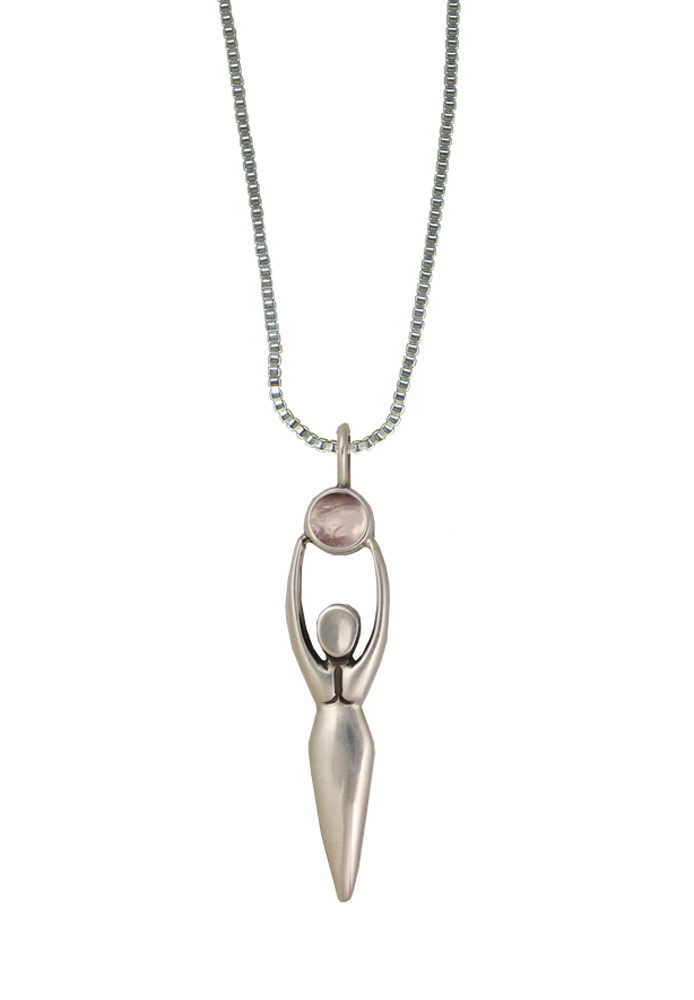 Sterling Silver Women Pendant With Rose Quartz